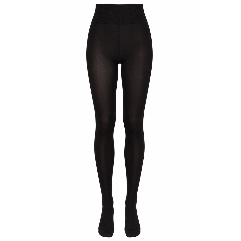 HUE Yoga Waist Tights Womens Size 4 Black Opaque Rib‎ Control Top Leggings